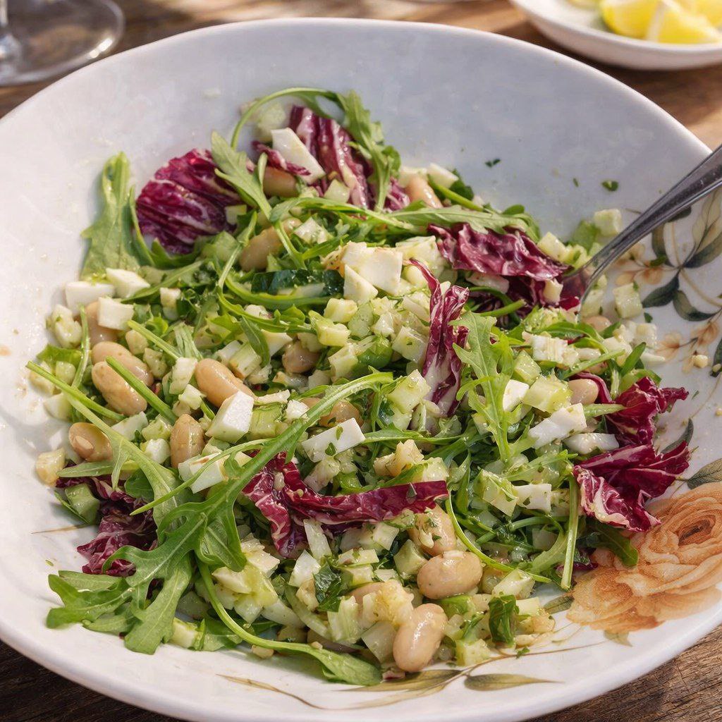 Салат из фасоли с тыквенным урбечем