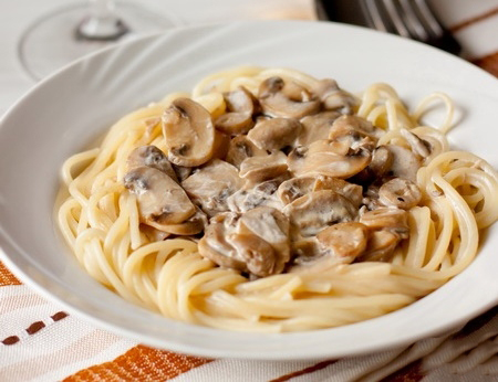 Спагетти с шампиньонами