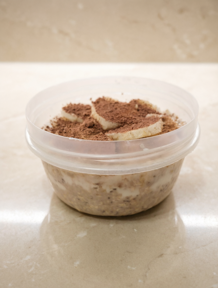 Шоколадная овсянка с бананом